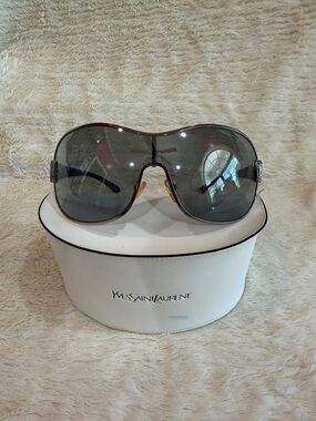 Yves Saint Laurent Oversized Gray Shield Sunglasses